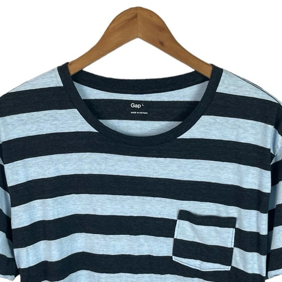 TS276 Mens GAP Jeans Brand Casual Preppy Striped Pocket T Shirt L - Picture 3 of 5